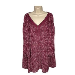 Woman Within Plus Size 26/28 Burgundy Boho Tunic Top